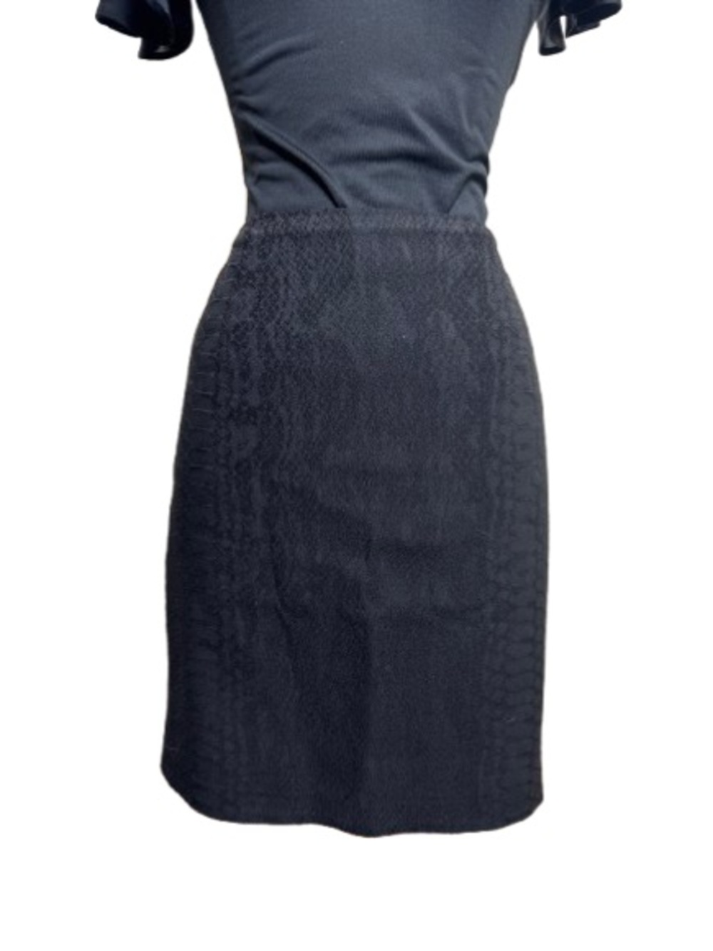 TAHARI Classic Black snakeskin Textured Pencil Skirt - Women